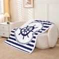 thumbnail image 2 of Erosebridal Blue Rudder Fleece Blanket,Stripes Sherpa Throw 40x50，Ocean Bedroom Decor, 2 of 6