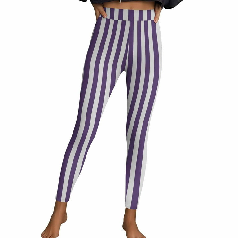 QATAINLAV Womens Halloween Leggings Striped Printed Stretch Yoga