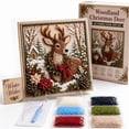 thumbnail image 2 of Secfreeship Christmas Punch Needle Kit with 3D Effect, DIY Stitching Craft Set for Beginners, Cozy Holiday Project for Home Decor and Display, 2 of 5