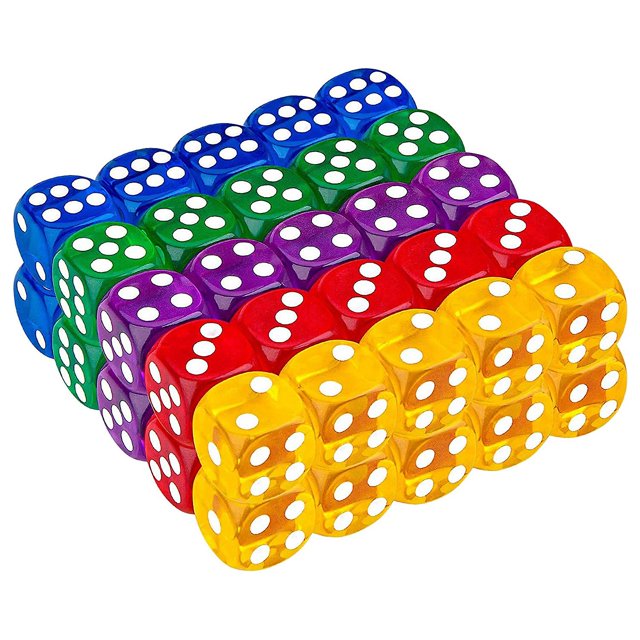 50pack 14mm Translucent&solid 6-sided Game Dice For Board Games,activity,casino Theme,teaching Math--HAPDEN