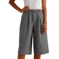 thumbnail image 5 of MLCDZ Women Loose Fit Knee Length Bermuda Shorts with Multiple Pockets Casual Wide Leg Loose Elastic Waist Workout Short Pants, 5 of 8