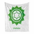 thumbnail image 1 of Colorful Soft Flannel Fleece Throw Blanket, Anahata Wheel with Star Pattern in the Middle Traditional Graphic Work, Cozy Plush for Indoor and Outdoor Use, 50" x 60", Green, by Ambesonne, 1 of 6