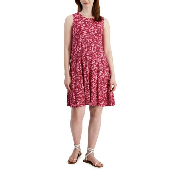 Style & Co. Women's Crewneck Sleeveless Printed Knit Tank Dress Size XS