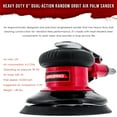 thumbnail image 3 of Professional Heavy Duty 6" Dual-Action Random Orbit Air Palm Sander with Both PSA and Hook & Loop Backing Pads - Orbital Pneumatic Sanding Disc Sander, 3 of 6