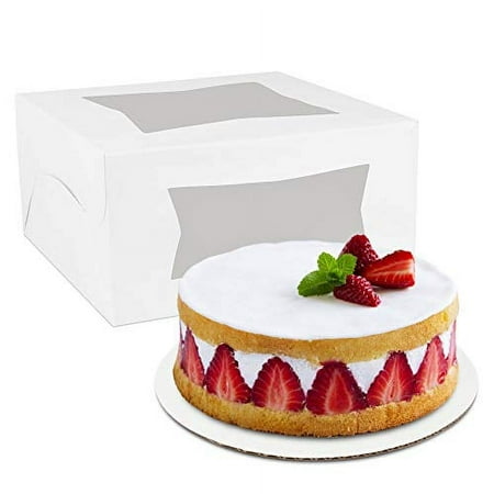 Stock Your Home White Cake Box with Viewing Windows and Board 10x10x5 (10 Pack)