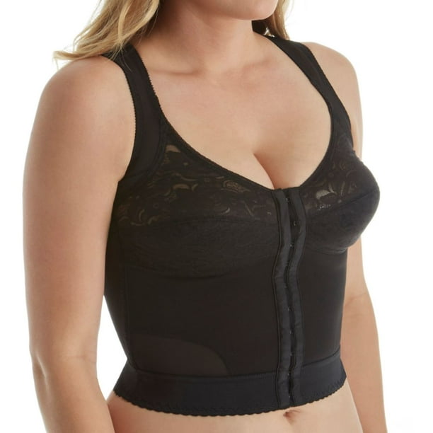 Women's Carnival 755 Front Close Longline with Back Support Bra (Black 36DD)