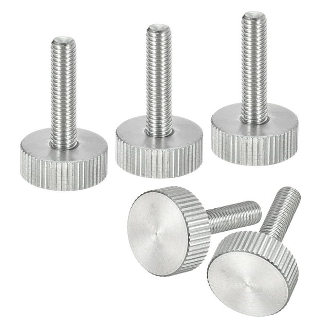 Unique Bargains Vis Moletées M5x20mm pour Pouce, Lot de 5 Boulons Plats à Tête Moletée en Acier Inoxydable 304