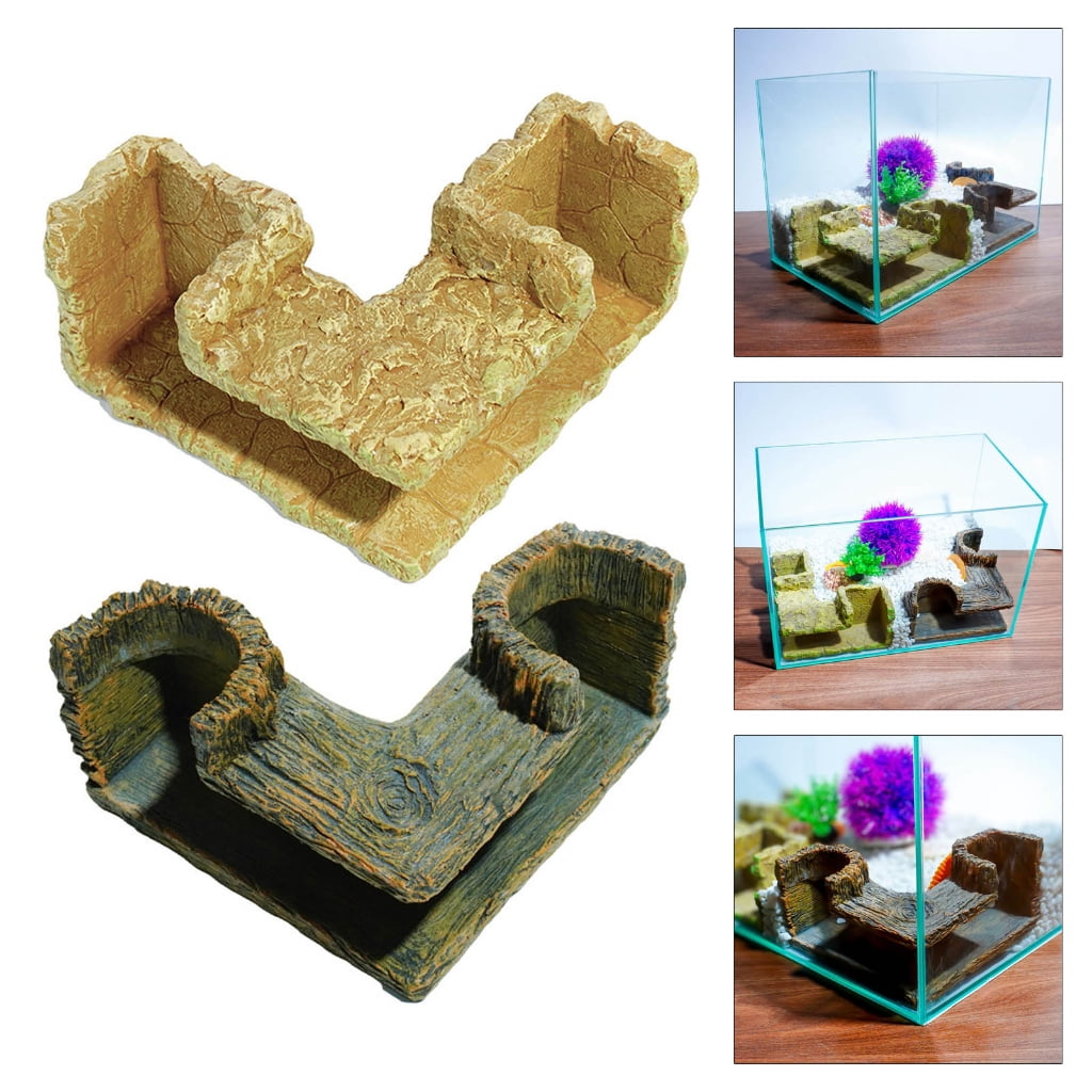 Realistic Stone Cave Fish Tanks Decorative Resin Tunnel Shelter For Aquariums Fish And Shrimp Habitats Landscape Accesso