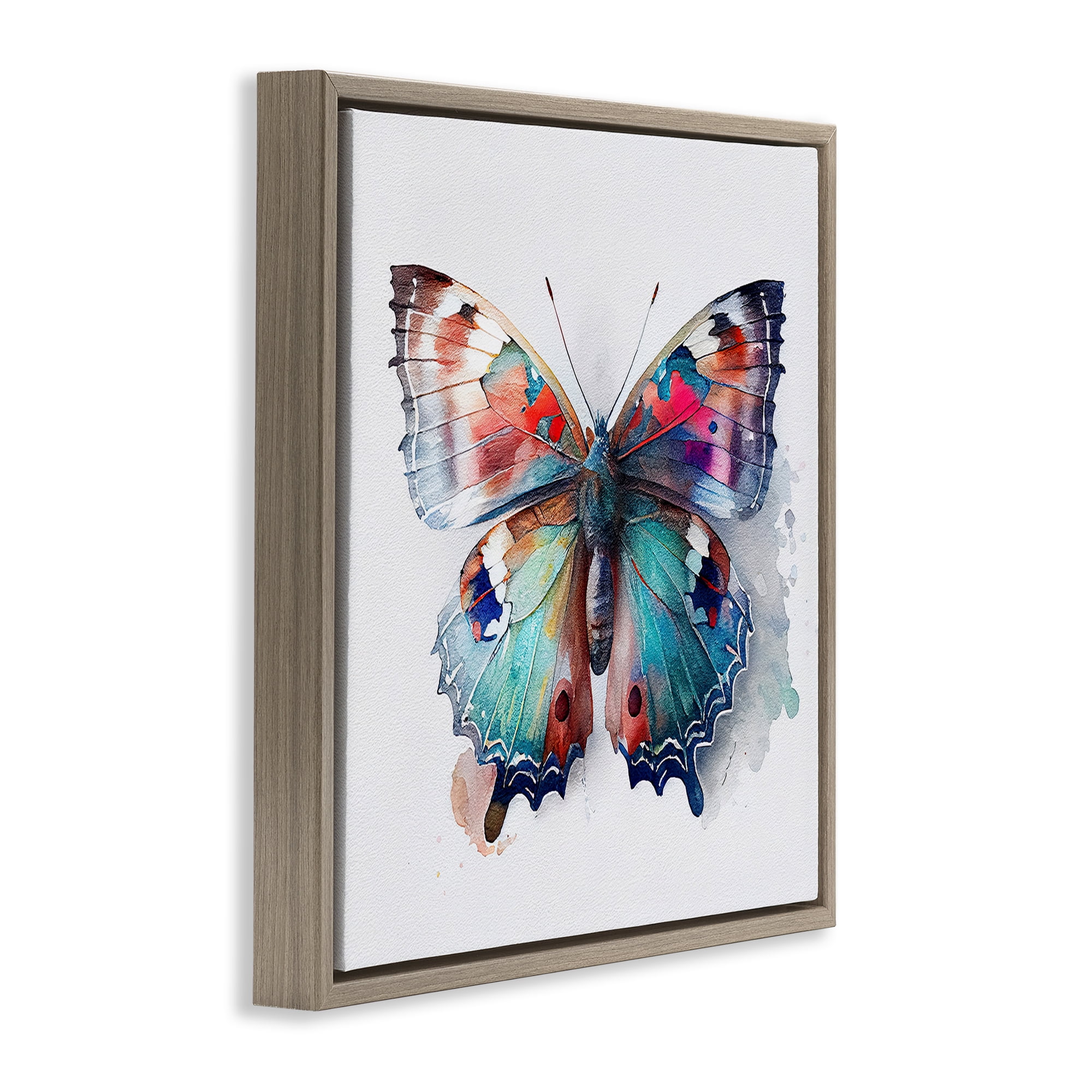Stupell Industries Modern Splash Butterfly Animals & Insects Painting Brown Floater Framed Canvas Art Print Wall Art, 18 x 18