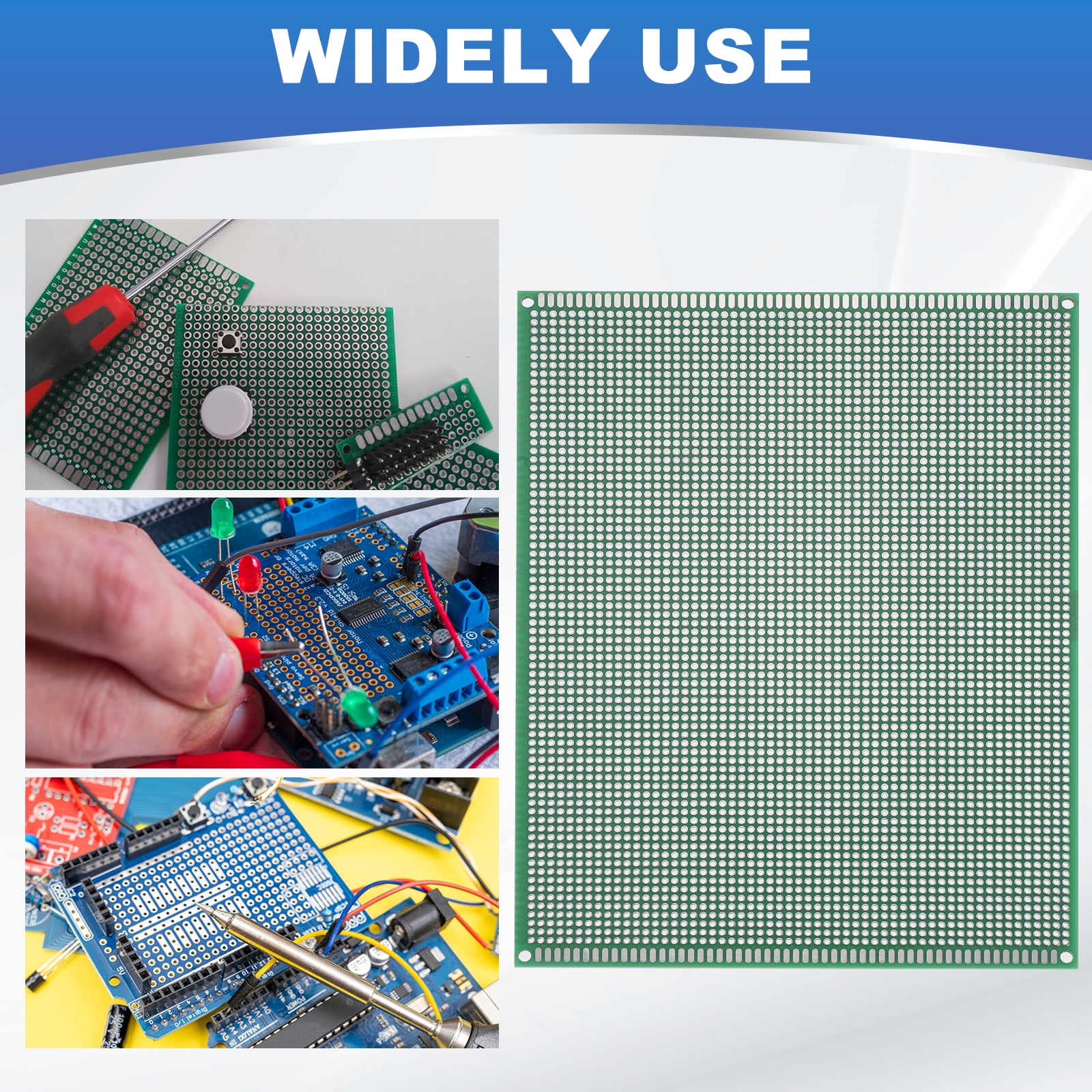 Uxcell 2Pcs Breadboard Solderable 200mm x 150mm Green Circuit PCB Board Double Sided Tin-Plated PCB Prototype Board for Electronics Prototyping, DIY Circuits Projects