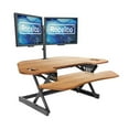 thumbnail image 2 of Pemberly Row Corner Standing Desk Converter Dual Monitor Arm Bundle Teak Wood, 2 of 8