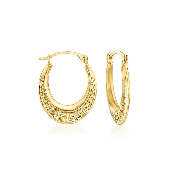 Ross-Simons 14kt Yellow Gold Small Greek Key Hoop Earrings, Women's, Adult