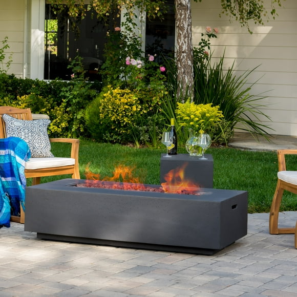 Alar 56" Rectangular MGO Fire Table - Dark Grey - 50,000 BTU with Tank Holder