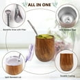 thumbnail image 5 of 8 Oz Yerba Mate Cup, Tea Cup Set Include Stainless Steel Modern Mate Cup, 2 Bombilla Mate Straws, Cleaning Brush and BPA Free Lid, Double-Walled and Hot & Cold Drink, for Mate Tea, Coffe(Brown), 5 of 7