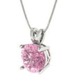 thumbnail image 2 of 3 ct round cut pink Crystal 14k white hypoallergenic Solid gold Designer Everyday Affordable Dainty Necklace Pendant + 18" hypoallergenic Solid gold chain, 2 of 7
