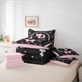 thumbnail image 6 of meiyoeat Pink Ribbon Bowknot 7-Piece Twin Bedding For Girls,Lovely Bowtie Alphabet Print P Bedding Comforter Set For Kids,Pink Reversible, 6 of 7