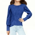 thumbnail image 5 of Yourumao Girls Ribbed Knit Tops for 5-14 Years Cute Puffed Long Sleeve Shirts Stretch Long Sleeve Blouses Solid Spring Tees, 5 of 7