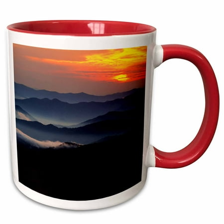 Clingmans Dome - 3dRose Sunset from Clingmans Dome, Great Smoky Mountains NP, NC, TN. - Two Tone Red Mug, 11-ounce