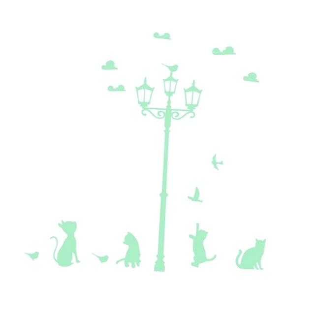 DOLITY Cat Streetlight Luminous Stickers Glow In The Dark Decal for Kids Room Decor
