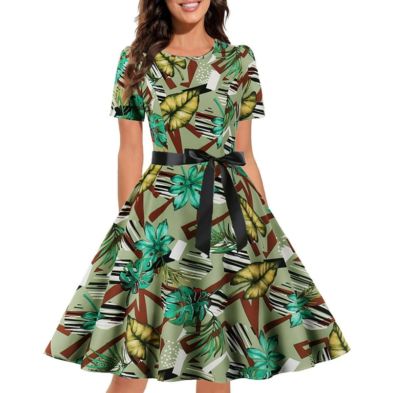 HSMQHJWE Cream Dress For Women Short Sleeve Dress Knee Length