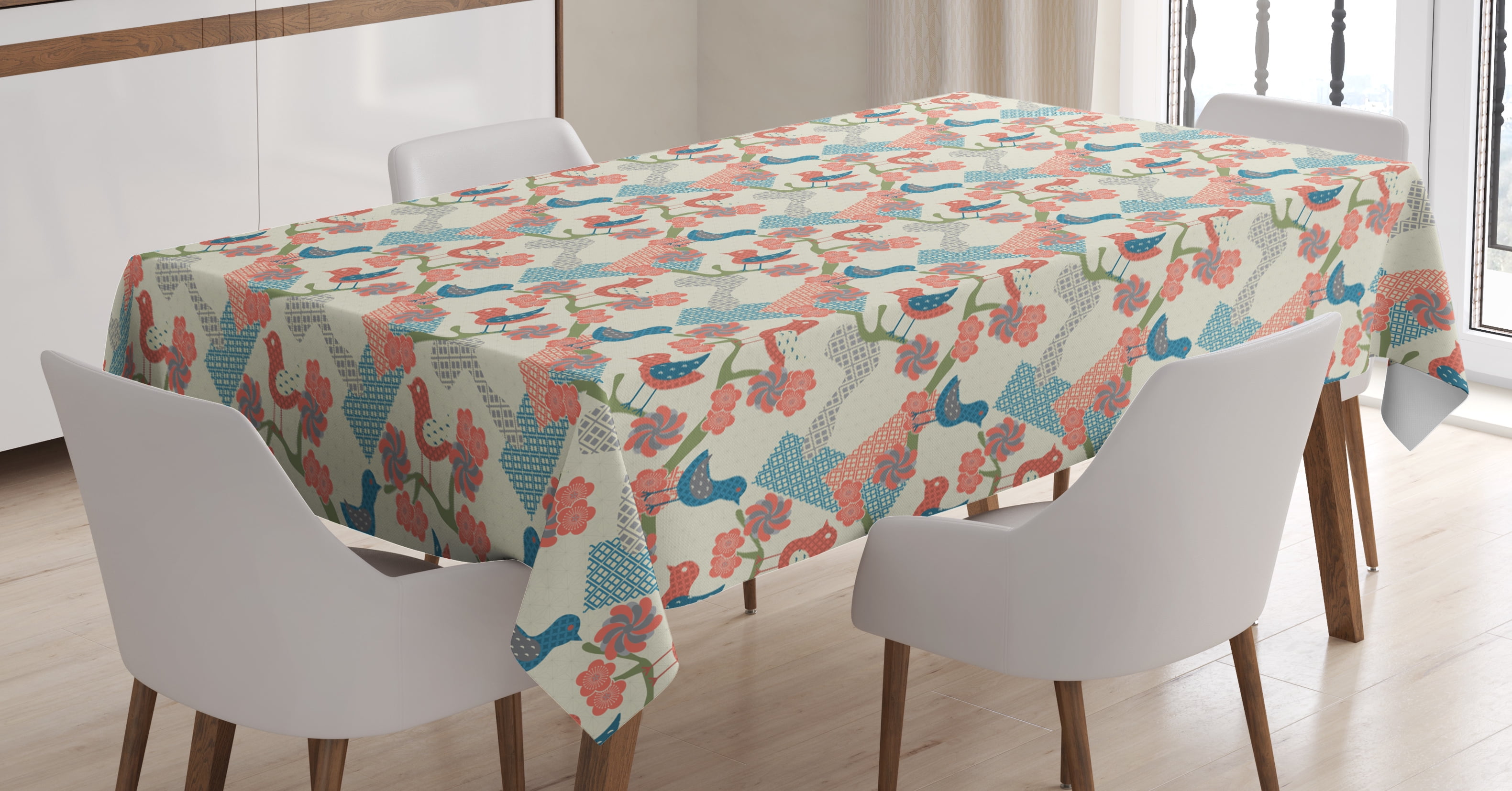 Asian Tablecloth, Artistic Japanese Nature Traditional Kimono Pattern
