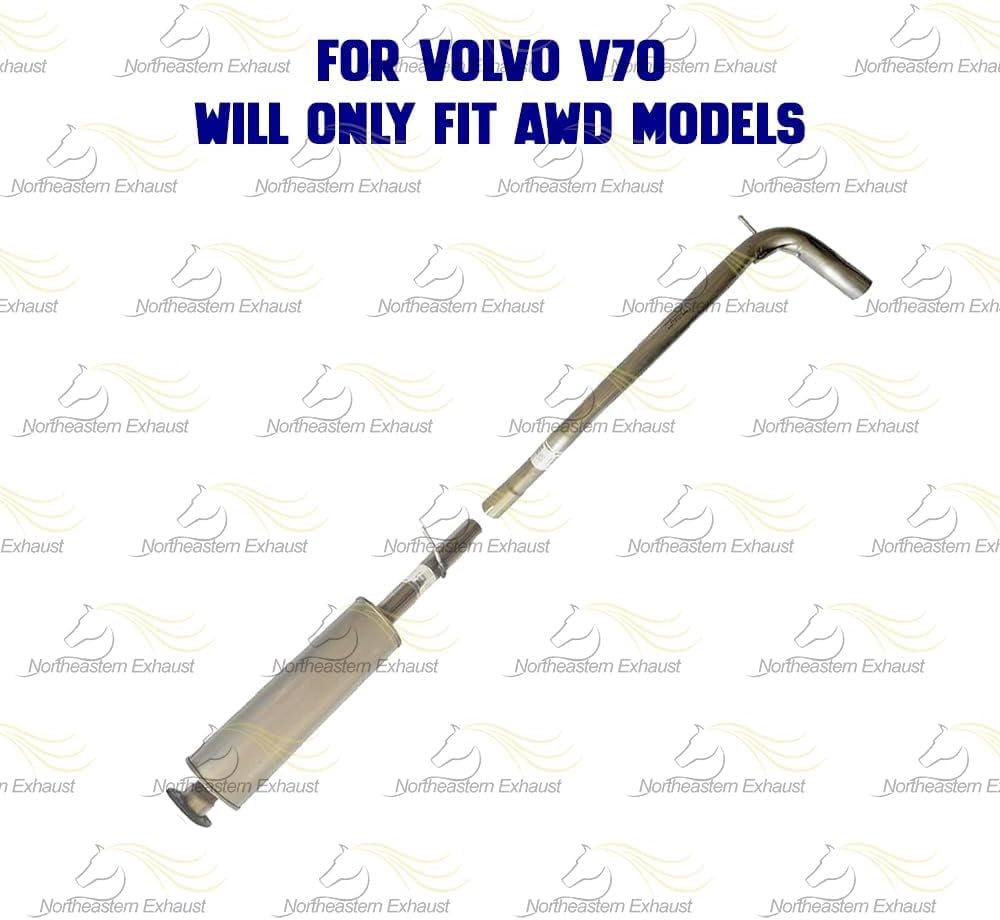Northeastern Exhaust Resonator Pipe & Muffler Fits 2003-2004 Volvo V70 2.5L (AWD Models Only) & 2003-2007 Volvo XC70 2.5L - Direct Fit | Stainless Steel System Kit