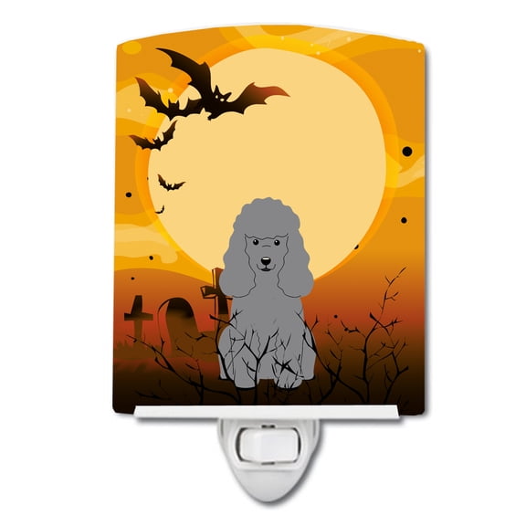Halloween Poodle Silver Ceramic Night Light