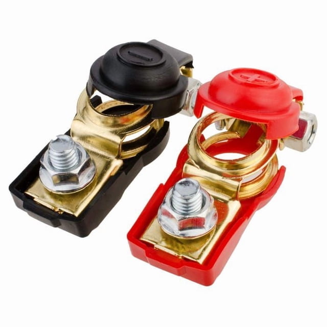 Battery Terminal Battery Terminals Battery Contacts, Battery Disconnect, Red and Black, Positive and Negative (1 pair)