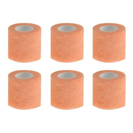 6pcs Tattoo Grip Tape Phosphor Orange, 2.95"x 5Yards Disposable Cohesive Tattoo Grip Cover Wrap Elastic Bandage Handle Grip Tube for Tattoo Machine Tattoo Grip Accessories