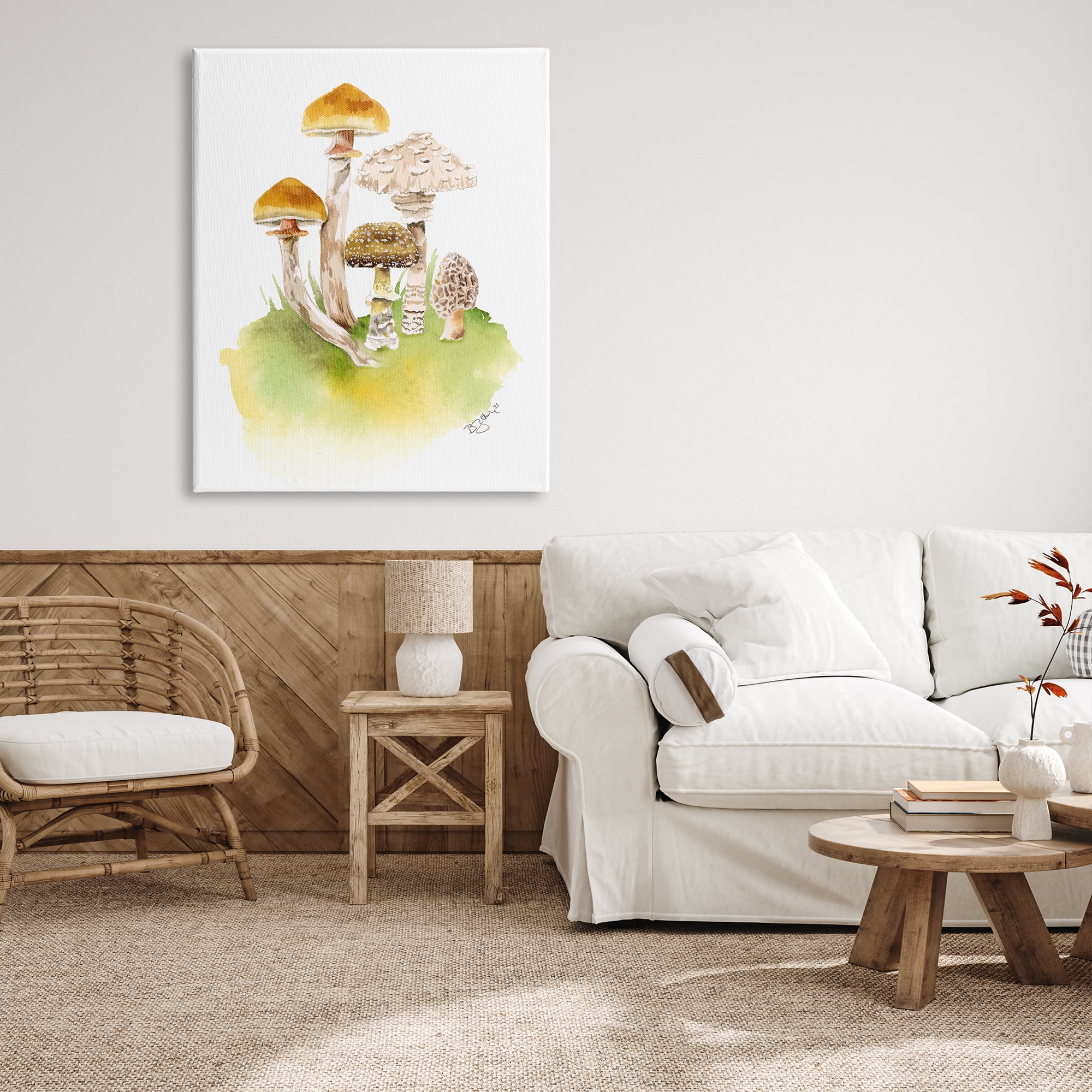 Stupell Industries Sprouting Brown Mushrooms Botanical & Floral Painting Gallery Wrapped Canvas Art Print Wall Art, 36 x 48
