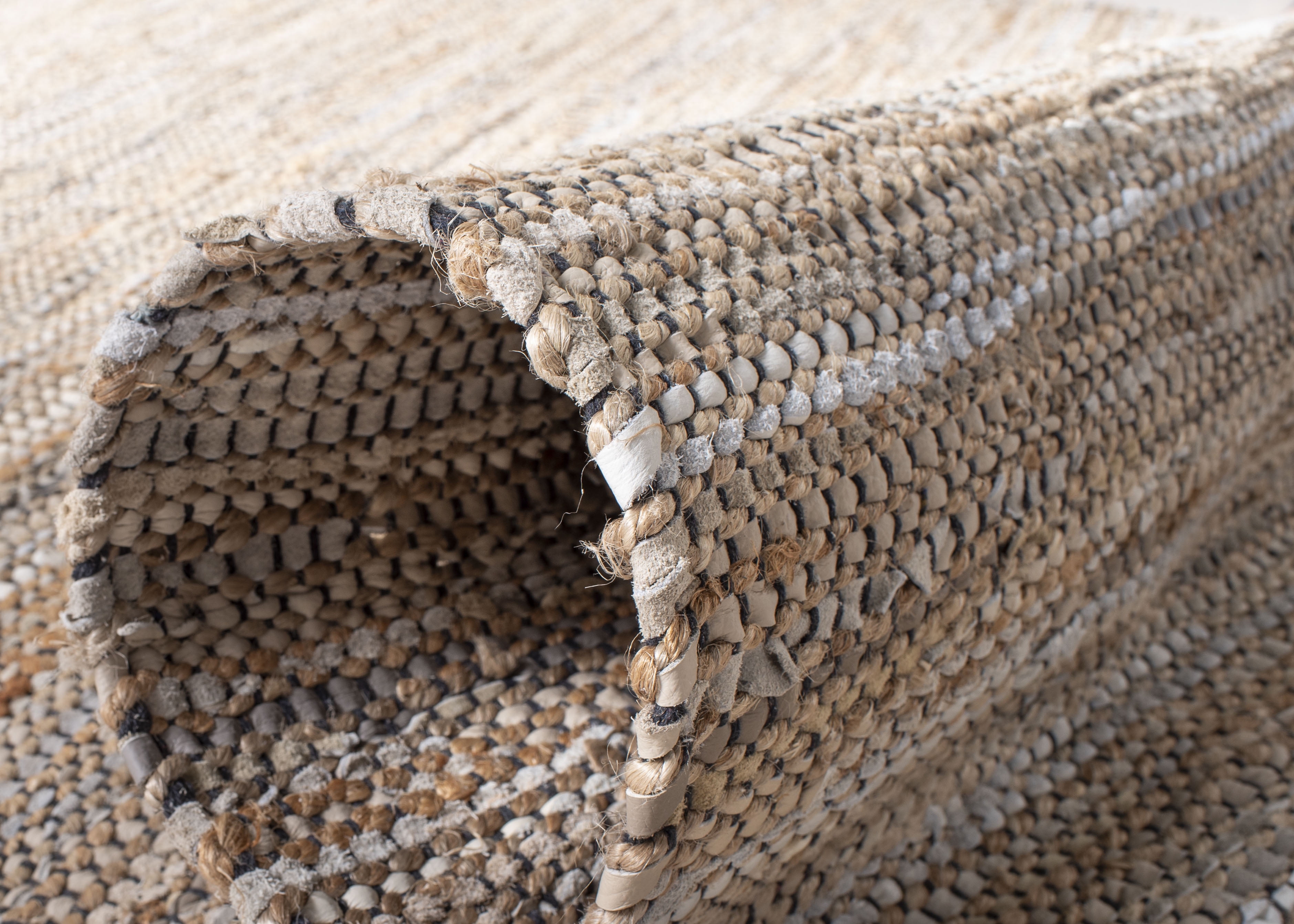 SAFAVIEH Vintage Leather Zharko Solid Braided Fringe Area Rug, Beige, 6' x 6' Square