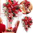 thumbnail image 4 of 2024 Christmas Wreath for Front Door 19.69 Inch Red White Candy Cane Teardrop Swag with Ball Ornaments and Red Bow Outdoor Indoor Xmas Decor for Window Mantle Home Christmas Decoration, 4 of 4