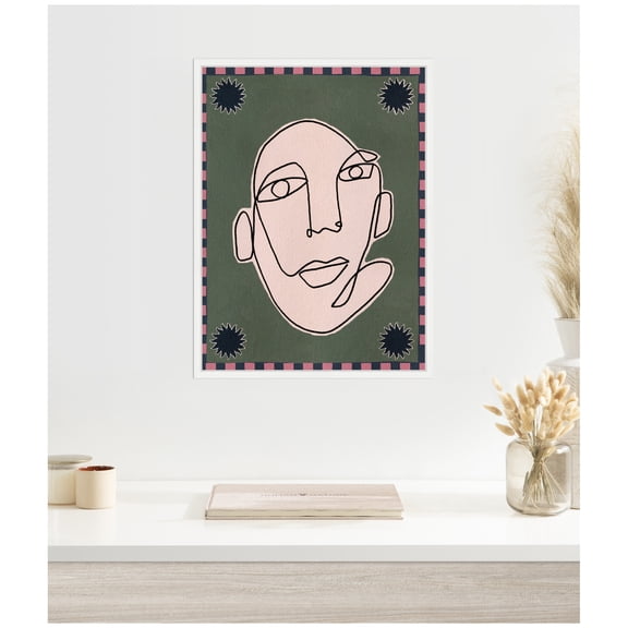 Kate and Laurel Under The Sun 5 Framed Canvas Wall Art by Shatha Al Dafai 18 x 24 Sylvie White, Modern, Abstract Art for Wall Decor, Living Room, Bedroom