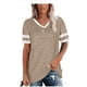 thumbnail image 1 of Tops para mujer Nuevo Mangas con costuras Color sólido Casual Cuello en V Manga corta L, 1 of 1