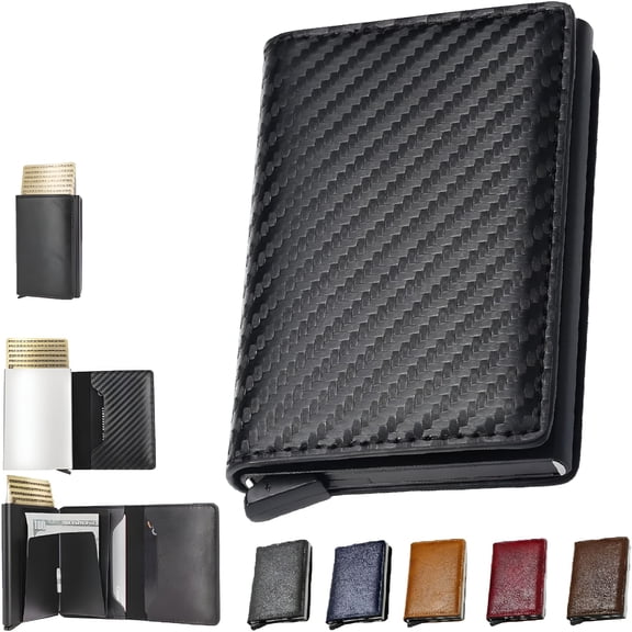 GASTROPOD 2026 New Wallets for Men,Pop Up Wallets for Men Genuine Leather Wallet Rfid Blocking,Credit Card Holder Anti-Theft,Slim,Minimalist,Front Pocket,Id Window (Black#2)