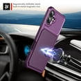 thumbnail image 4 of for iPhone 16 Wallet Case, RFID Blocking Card Holder Slot Kickstand Magnetic Button Closure Women Men Heavy Duty Shockproof Rugged Back Cover for iPhone 16, Purple, 4 of 7