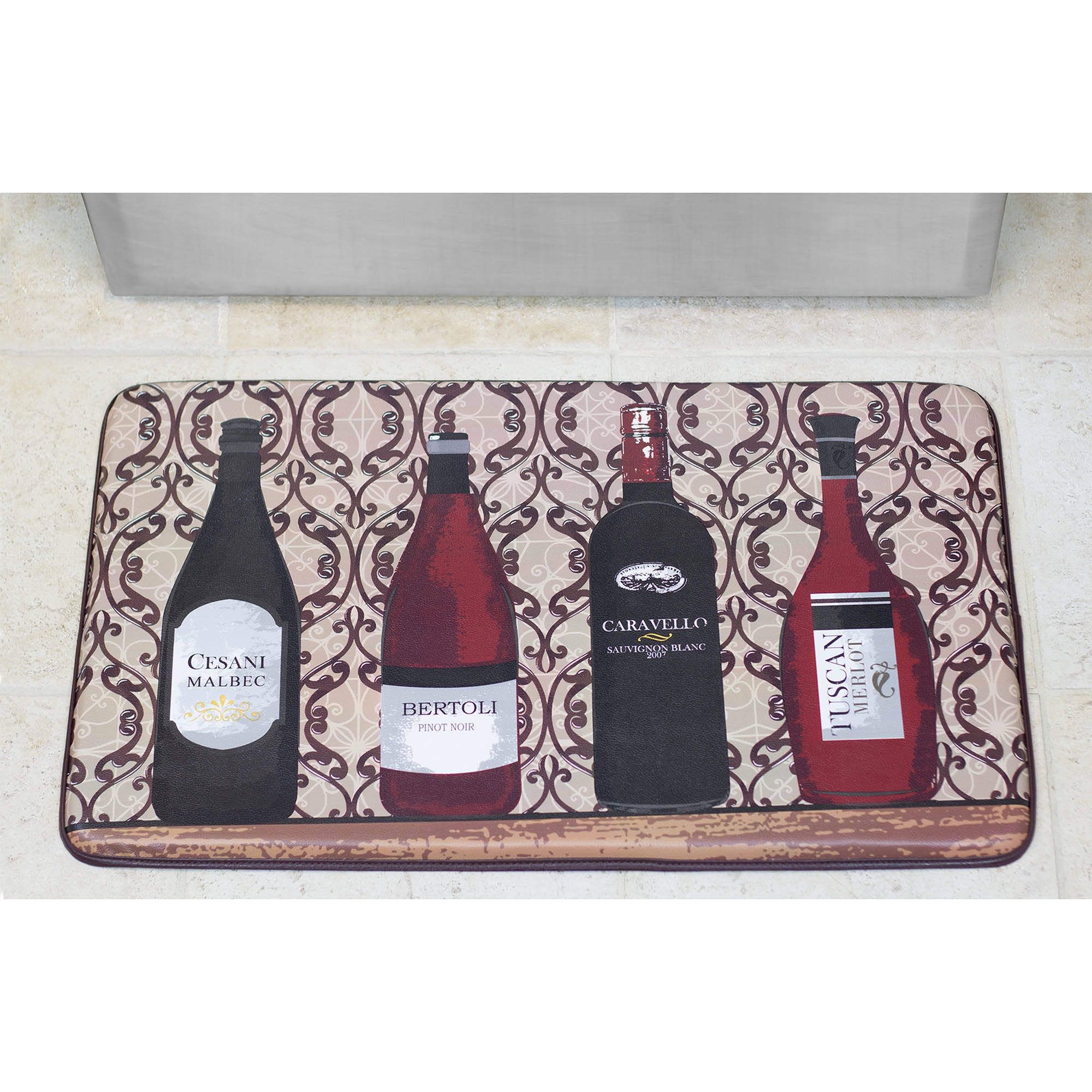 Chef Gear  Assorted Wines Faux Leather Anti-Fatigue Cushioned Chef Mat (1'5" x 2'5")