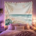 thumbnail image 2 of Tropical Coastal Beach with Waves and Palm Leaves, Dreamy Boho for Beach Lovers, Coastal Wall Art, Housewarming Gift Tapestry Wall Hanging for Living Room and Bedroom, 2 of 7