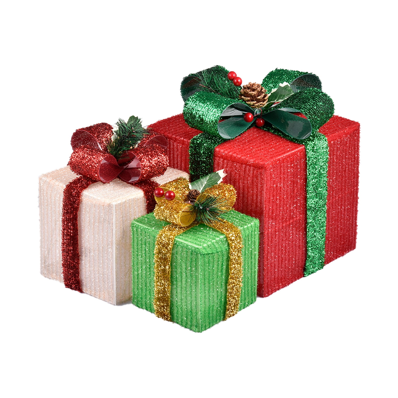 1/3PCS Premium Large Christmas Eve Gift Box With Lid & Ribbon Xmas Present Boxes 