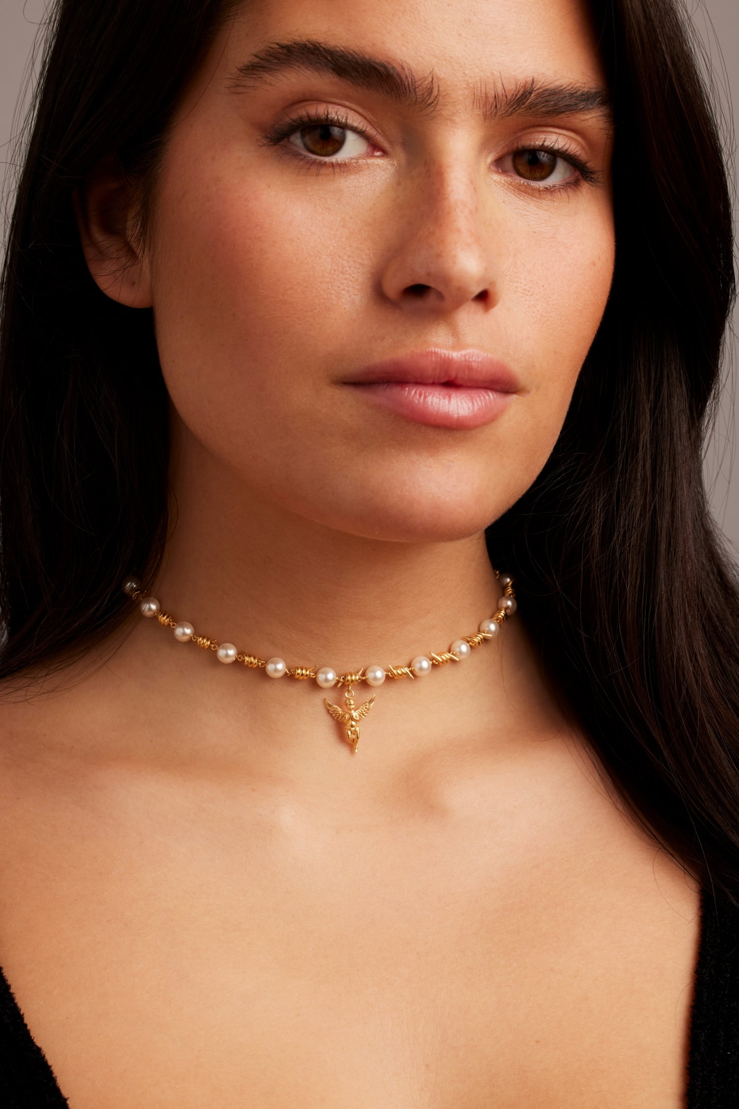 Bella by Thorne Cherub Pearl Adult Necklace, Gold