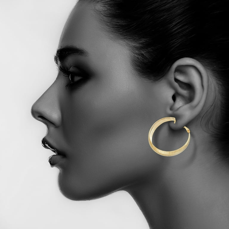 Hoop Earrings 2mm x 40mm 14k Yellow Gold-plated Sterling Silver Hoop Earrings 2mm x 40mm 14k Yellow Gold-plated Sterling Silver