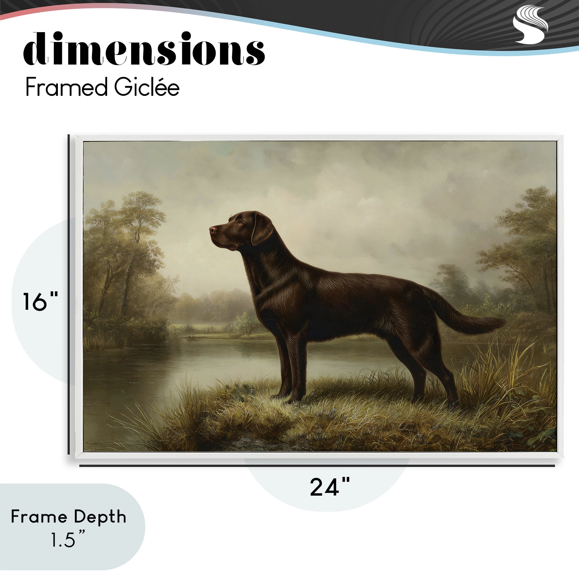 Stupell Industries On Alert Chocolate Lab White Framed Giclee Art, design by Petal Prints Design