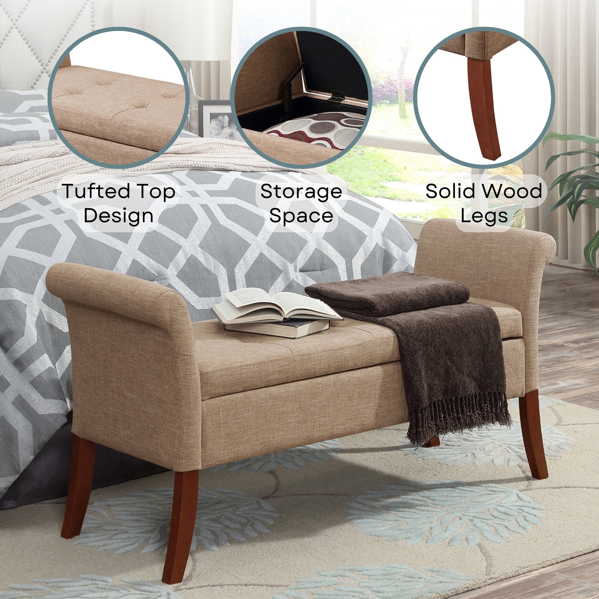 Convenience Concepts Designs4Comfort Garbo Entryway Storage Bench
