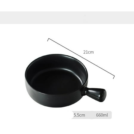 

Livesture Baked Rice Bowl Nordic Style With Handle Baking Bowl Pasta Plate Simple Household Tableware Soup Noodle Bowl Salad Bowl Black