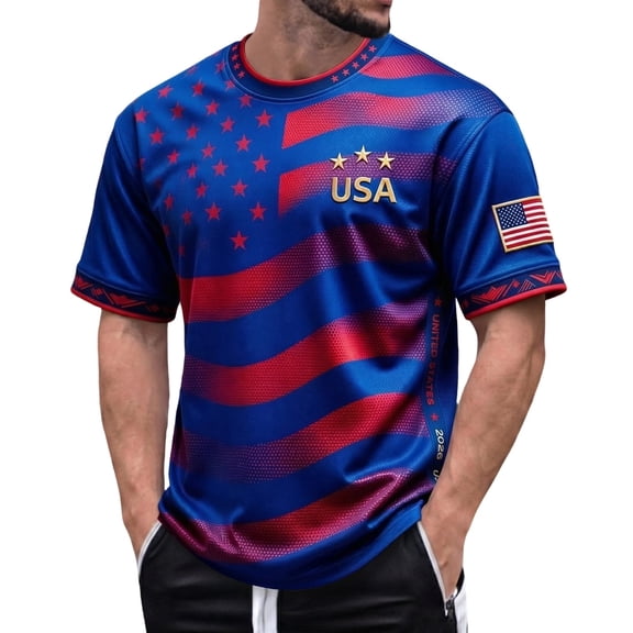 USA Soccer T-Shirt, American Flag Soccer Ball 2026 Tee, Fan Shirt for Men Women Patriotic Gift,White