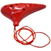Schoenhut Red Ocarina Wind Instrument - Stringed Pianos Incorporate Perfect Pitch - 12 Hole Plastic Ocarina for All - Includes Lanyard for Lightweight