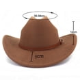 thumbnail image 6 of Skymirror Ethnic Style Wide Brim Hemming Faux Leather Belt Decor Jazz Hat Western Cowboy Cowgirl Fedora Hat Fashion Accessories, 6 of 8