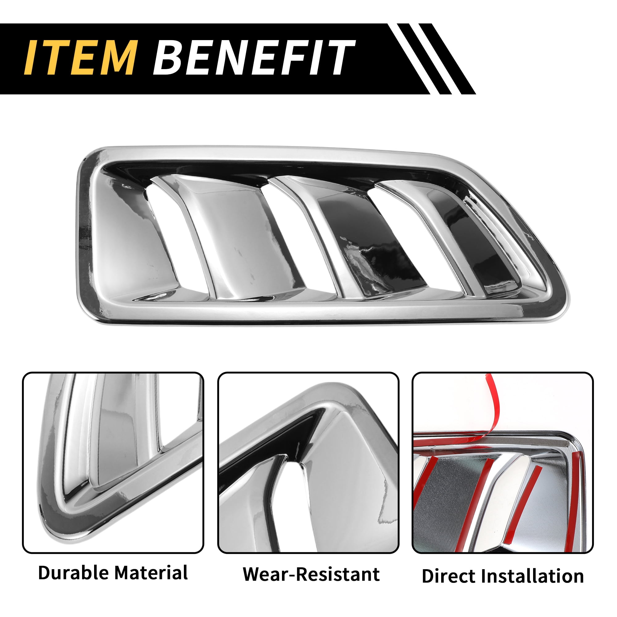 Unique Bargains 1 Pair Car Front Hood Air Outlet Vent Cover Trim for Jeep Wrangler JL JLU Gladiator 2018-2024 Hood Engine Bonnet Air Vent Outlet Cover Bezels ABS Silver Tone