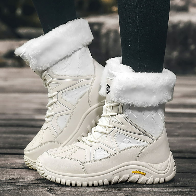 Ki-8Jcud Casual Boots Women Women Winter Boots Waterproof Warm Lined Ladies  Snow Boots Fashion Mid Carf Leather Boots Lace Up Boots For Woman Winter
