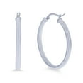 thumbnail image 2 of Decadence 14k White Gold Solid Polished Round Hoop Earrings for Women | 3mm Thick | Classic Style | Round Hoop Earrings | Secure Click-Top | Shiny Polished Earrings for Girls, 3x30mm, 2 of 5